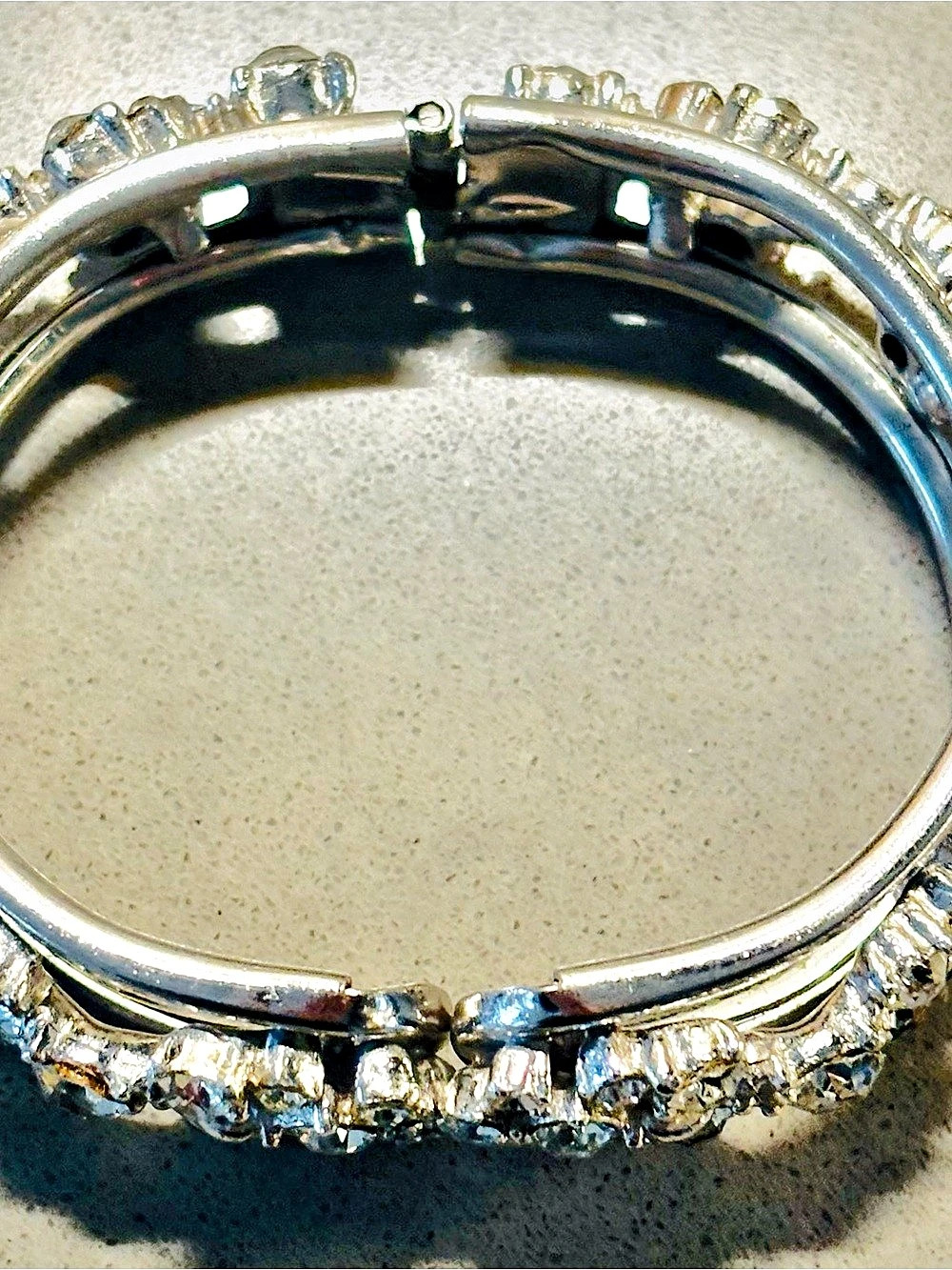 1930’s Cocktail Bracelet with Clear Crystal in a Polished Silver Setting